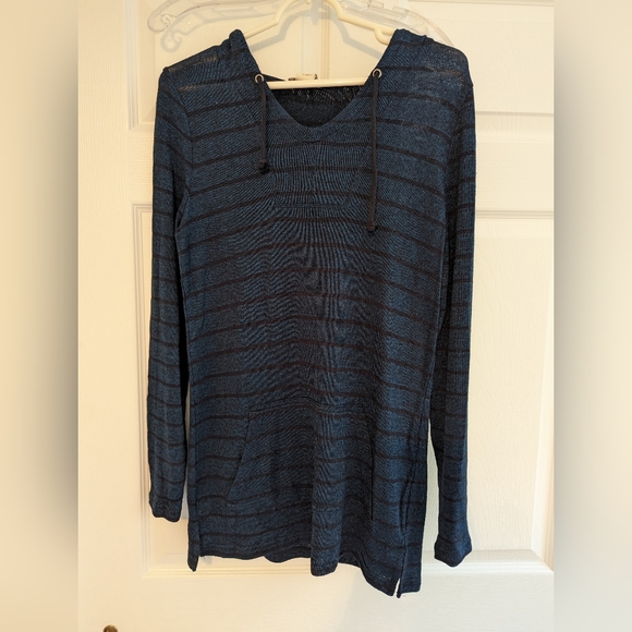 NWT | LOFT | Striped Hooded Sweater | Blue | S - Picture 2 of 7